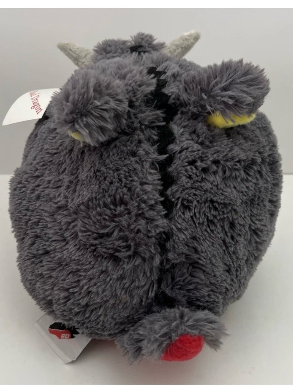 2016 Bad Dragon Duke The Dragon 8" Plush Gray Red Round RARE Stuffed Animal NWT - Picture 9 of 16
